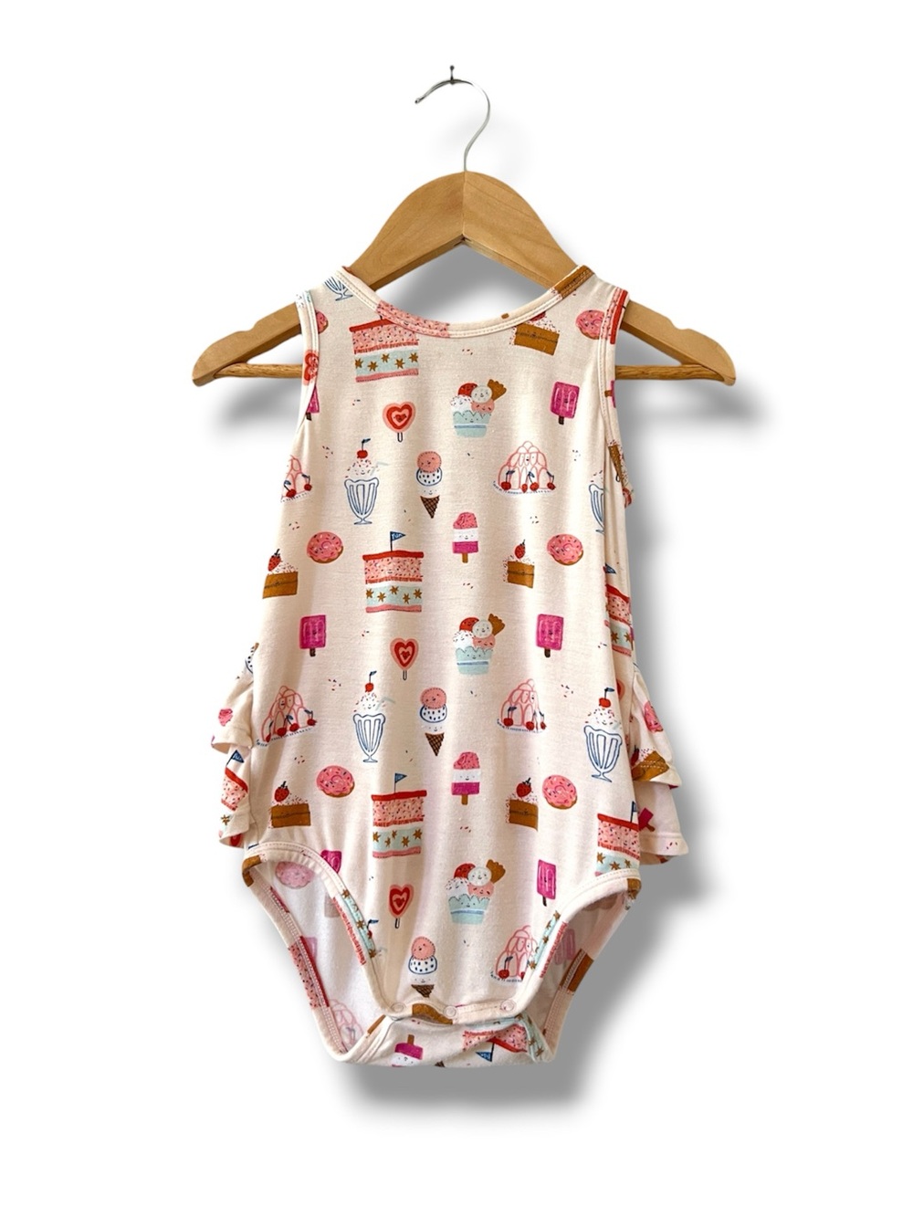 Tullabee Sweet Treats Ruffle Bubble Romper 18-24M Bamboo Ice Cream Dessert
